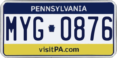 PA license plate MYG0876