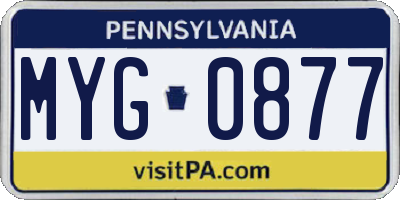 PA license plate MYG0877