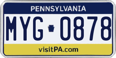 PA license plate MYG0878