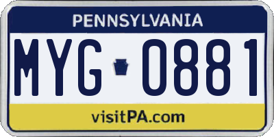 PA license plate MYG0881