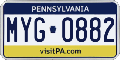 PA license plate MYG0882