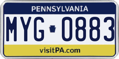 PA license plate MYG0883