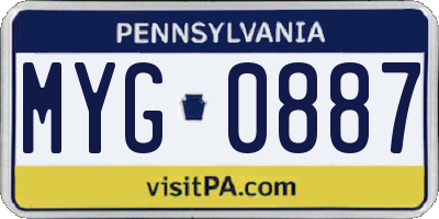 PA license plate MYG0887