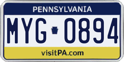 PA license plate MYG0894