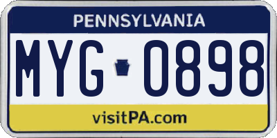 PA license plate MYG0898
