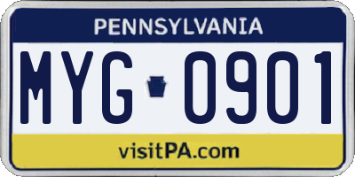 PA license plate MYG0901
