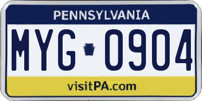 PA license plate MYG0904