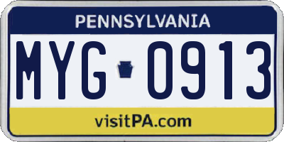 PA license plate MYG0913
