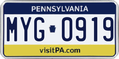PA license plate MYG0919