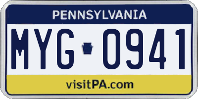 PA license plate MYG0941