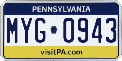 PA license plate MYG0943