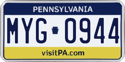 PA license plate MYG0944