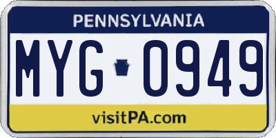 PA license plate MYG0949