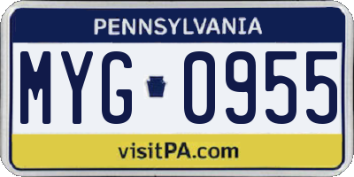PA license plate MYG0955