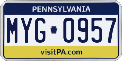 PA license plate MYG0957