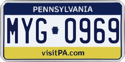PA license plate MYG0969
