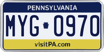 PA license plate MYG0970