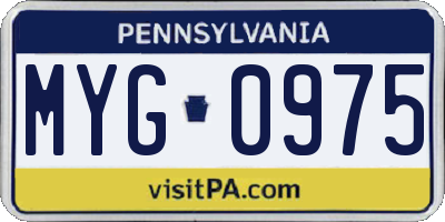 PA license plate MYG0975