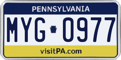 PA license plate MYG0977