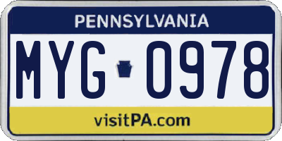 PA license plate MYG0978
