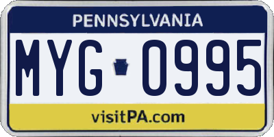 PA license plate MYG0995