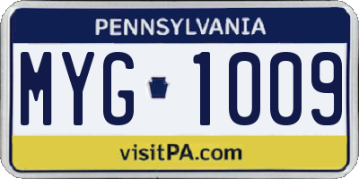 PA license plate MYG1009