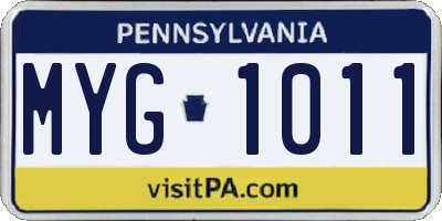 PA license plate MYG1011