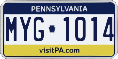 PA license plate MYG1014