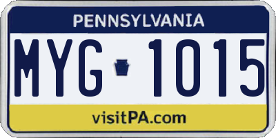 PA license plate MYG1015