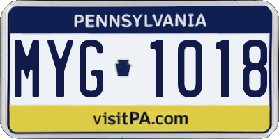PA license plate MYG1018
