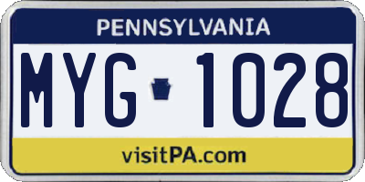 PA license plate MYG1028