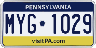 PA license plate MYG1029