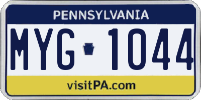PA license plate MYG1044