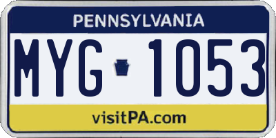 PA license plate MYG1053