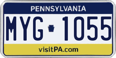 PA license plate MYG1055