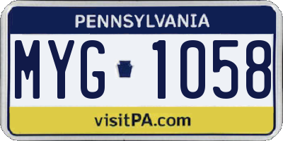 PA license plate MYG1058