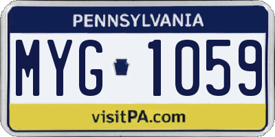 PA license plate MYG1059