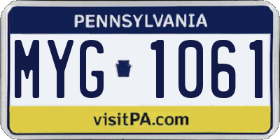 PA license plate MYG1061