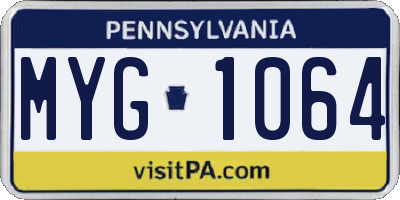 PA license plate MYG1064