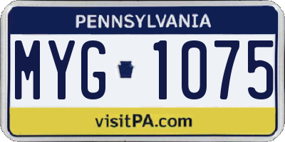 PA license plate MYG1075