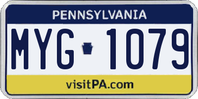 PA license plate MYG1079