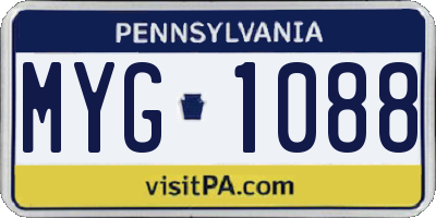 PA license plate MYG1088