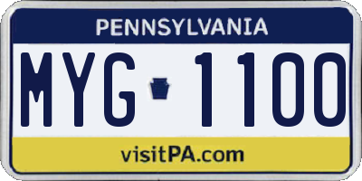 PA license plate MYG1100