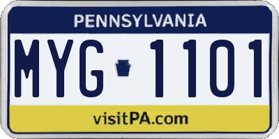 PA license plate MYG1101
