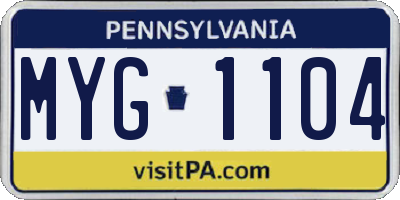 PA license plate MYG1104