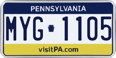 PA license plate MYG1105