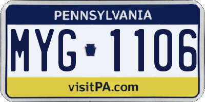 PA license plate MYG1106