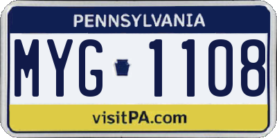 PA license plate MYG1108