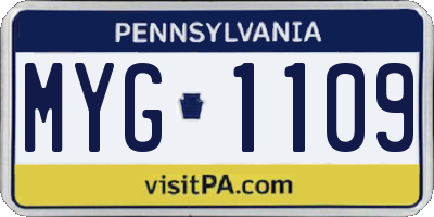 PA license plate MYG1109