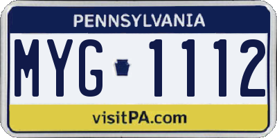 PA license plate MYG1112